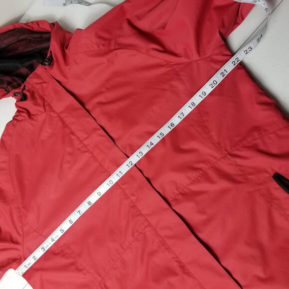 Eddie Bauer Red Zip Up Hooded Wind Breaker Jacket Lined Pockets MINT Size M - Picture 5 of 9